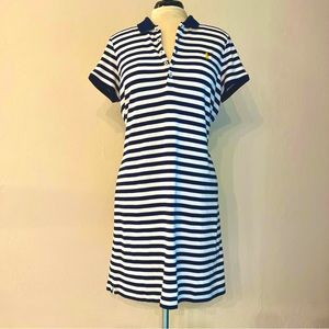 Ralph Lauren womens striped cotton polo button up collared shirt dress preppy